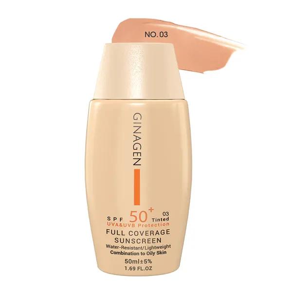 ضدآفتاب رنگی SPF 50 مخصوص پوست چرب شماره 03 ژیناژن