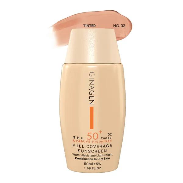 ضدآفتاب رنگی SPF 50 مخصوص پوست چرب شماره 02 ژیناژن