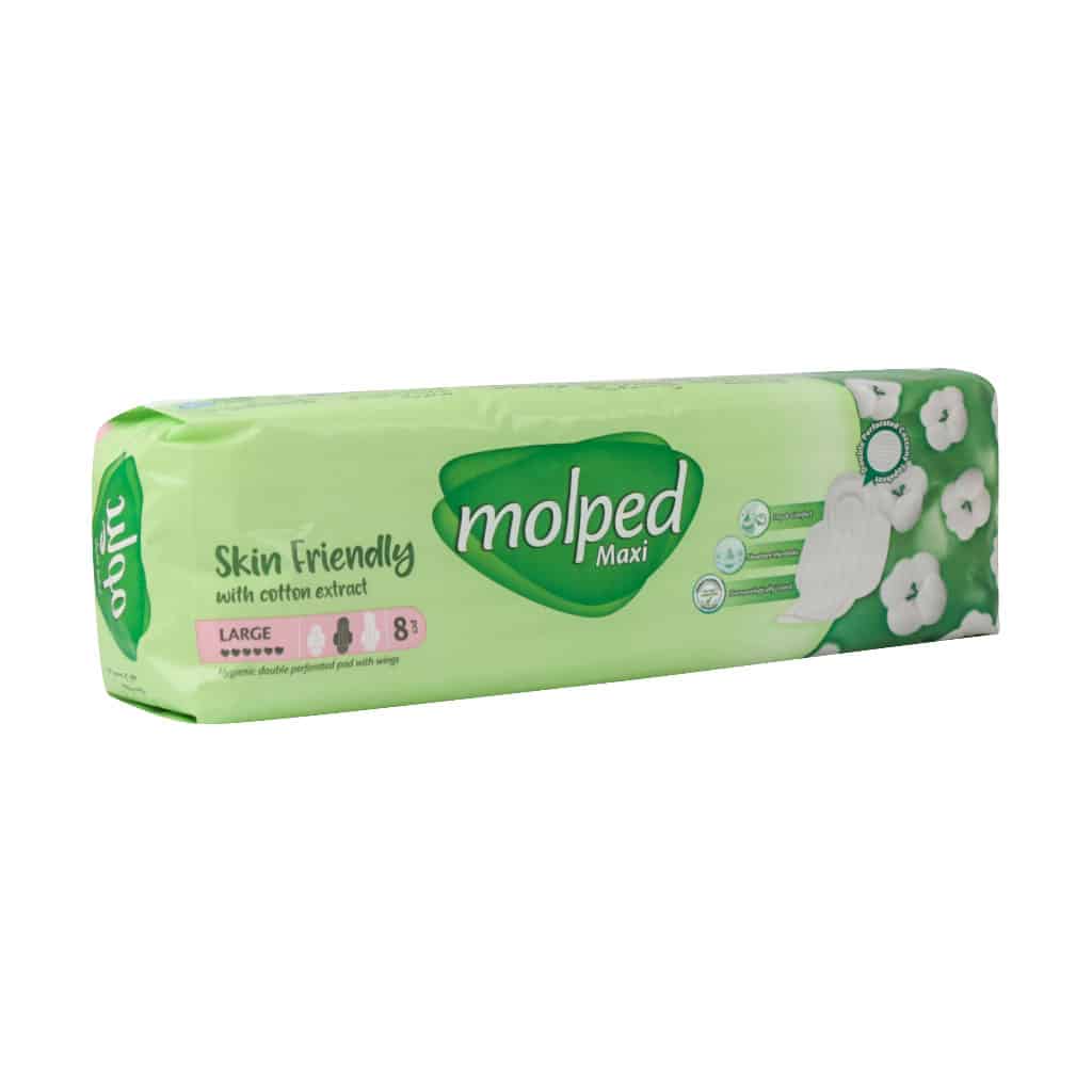 نوار بهداشتی ضخیم خشک و راحت مولپد سایز بزرگ 10 عدد Molped Maxi Dry And Comfort Size Large 10 Pads