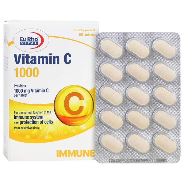 ویتامین سی 1000 میلی گرم 60 عدد  Eurho Vital Vitamin C 1000 mg 60