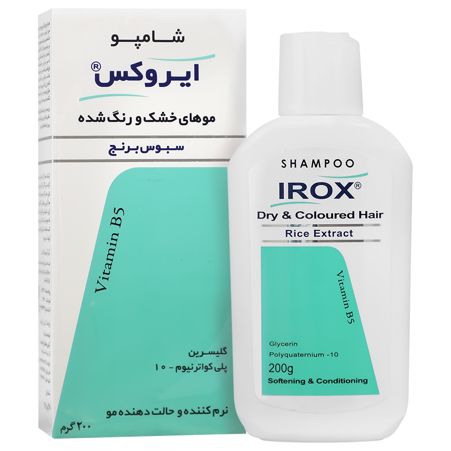 شامپو موهای خشک و رنگ شده سبوس برنج  Dry And Coloured Hair Rice Extract Shampoo Irox